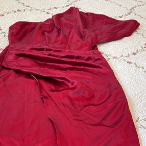 Cupshe Deep Red Satin Wrap Dress